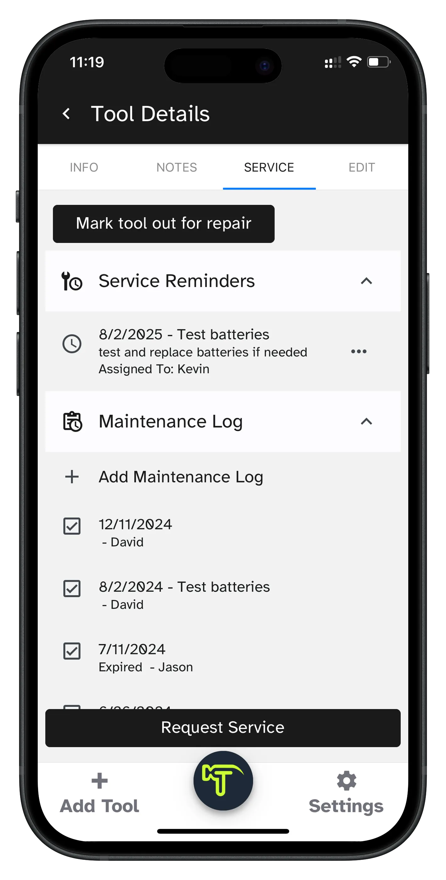 Service Request Screen